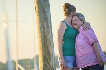 Living liver donor transplant - daughter Sarah with arm around mother Kathy